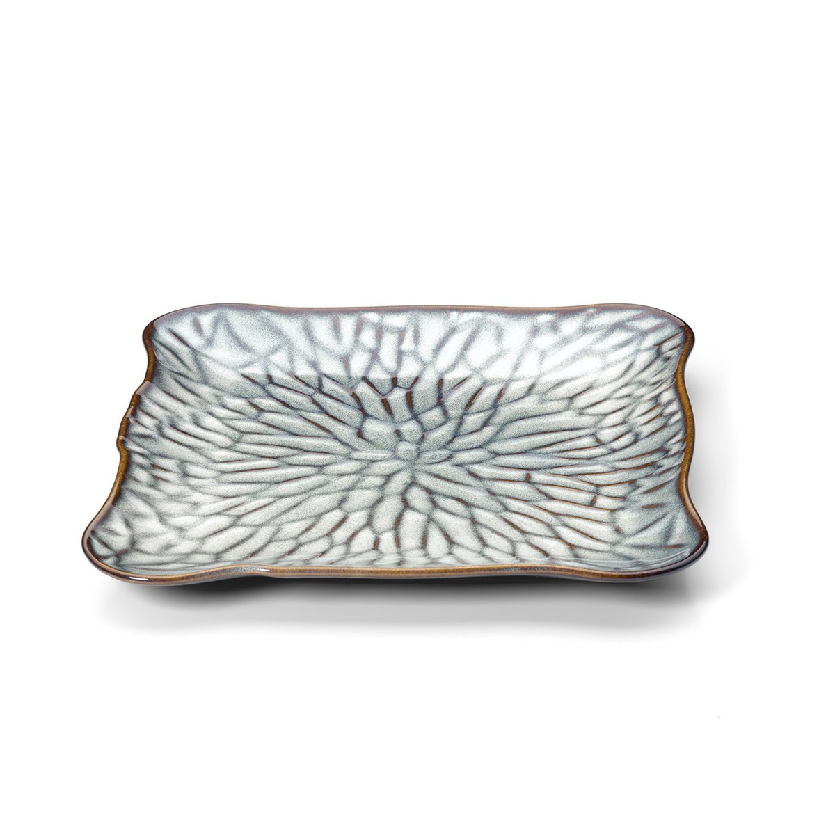 Assiette Carrée Lotus Ice - Gris Marron - XL