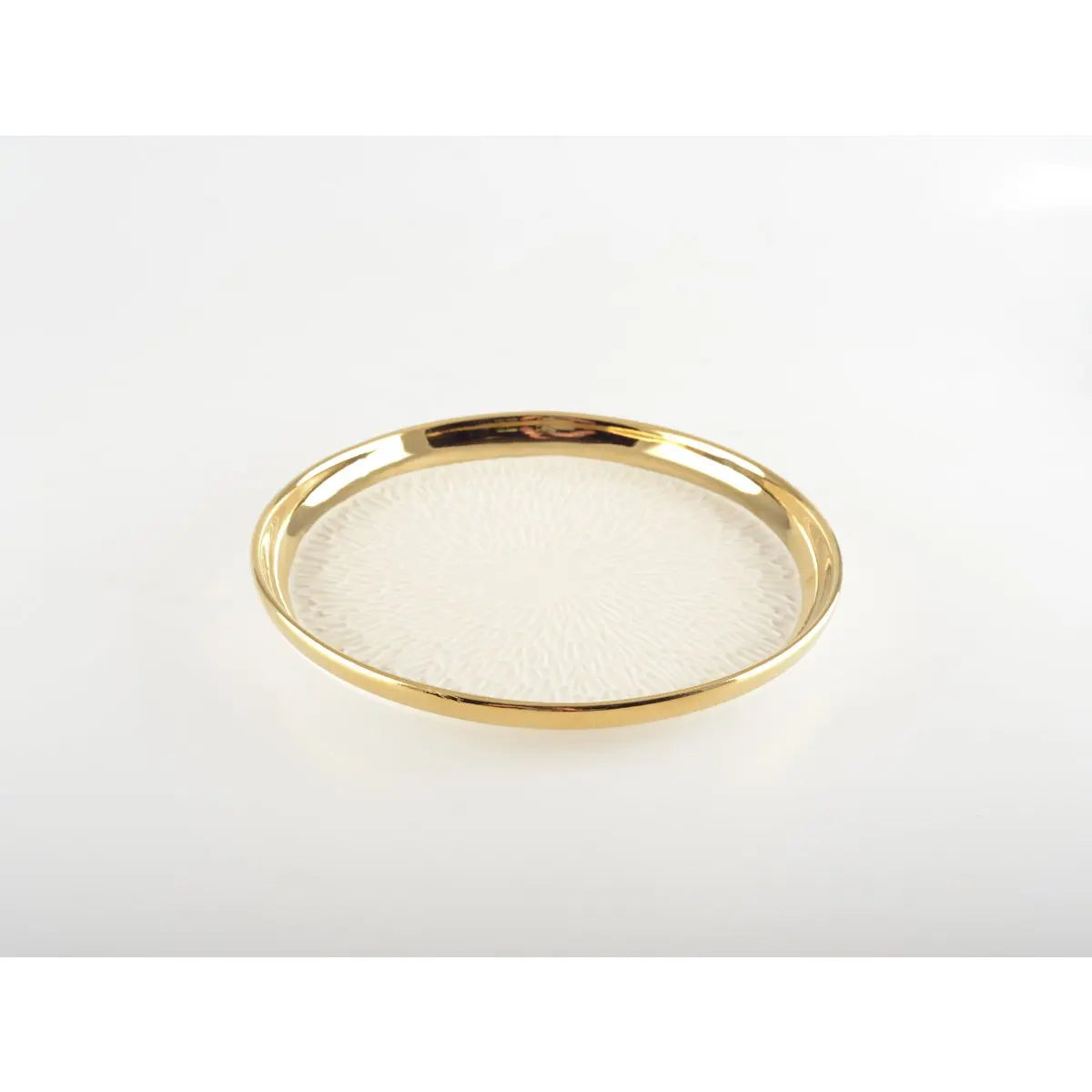 Assiette à dessert avec bord doré 2 bleue et 2 crème - lot de 4 AULICA