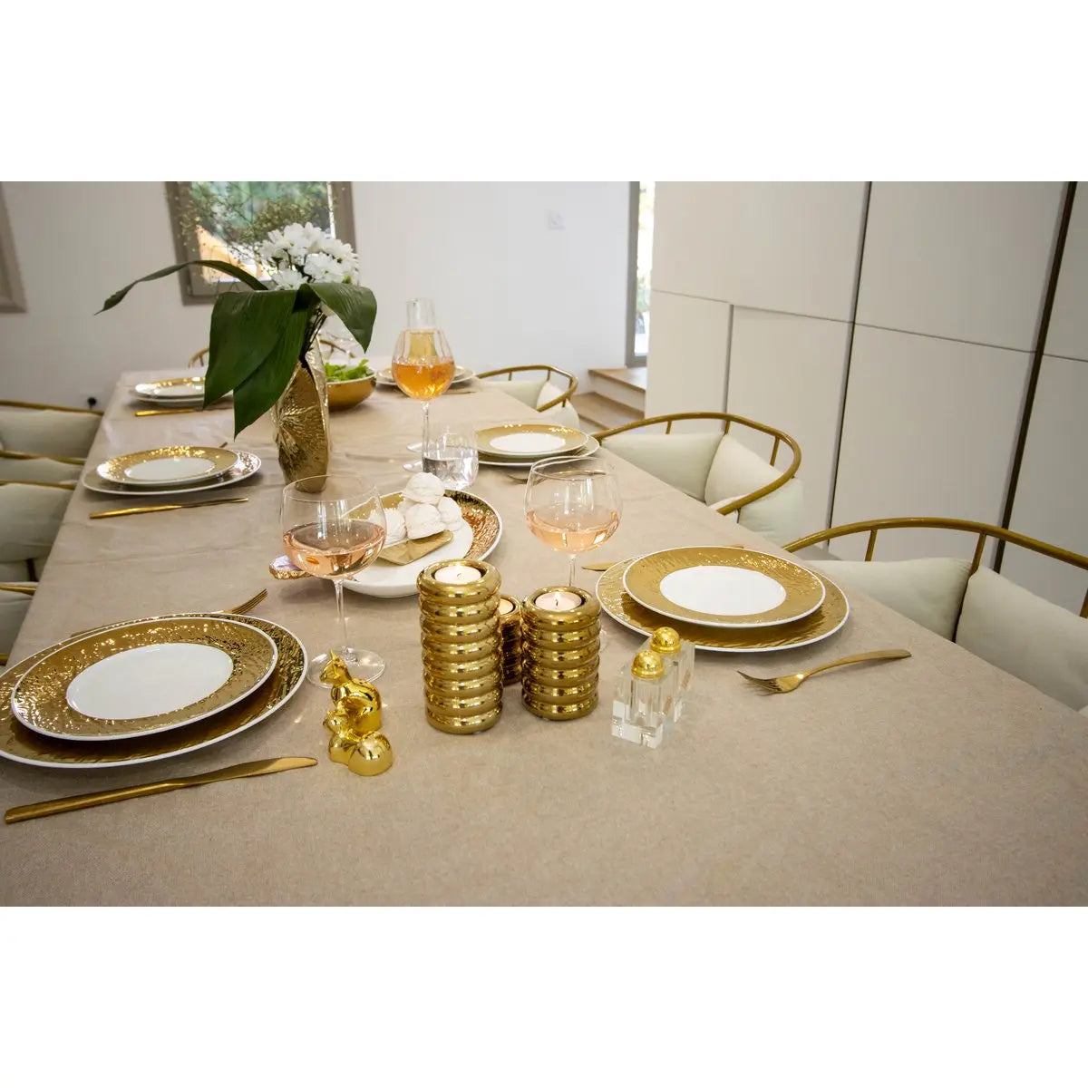 Assiette à dessert blanche et dorée 22cm AULICA