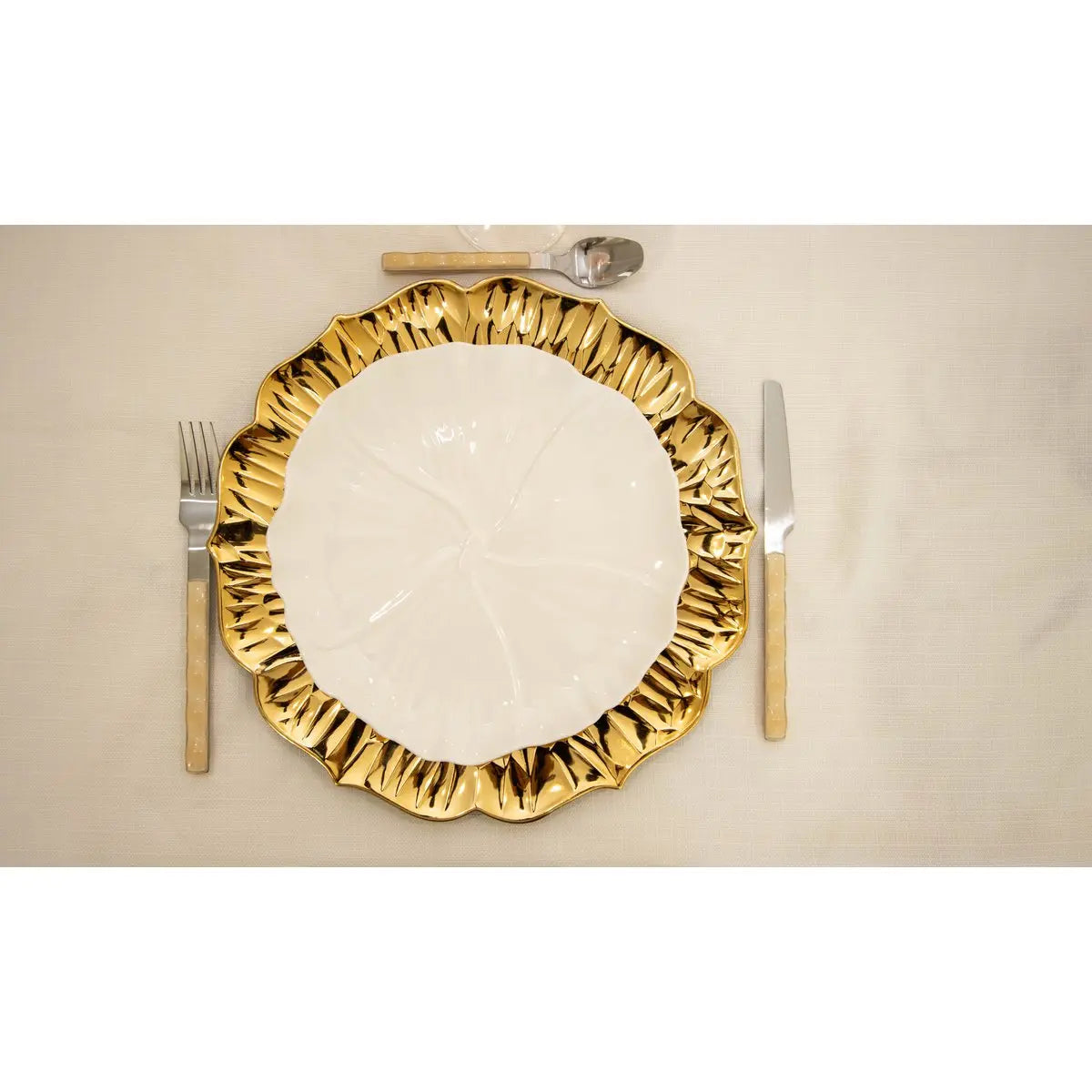 Assiette à dessert fleur blanche 25cm AULICA