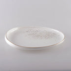 Assiette à dessert ovale blanche flash or AULICA