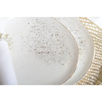 Assiette à dessert ovale blanche flash or AULICA