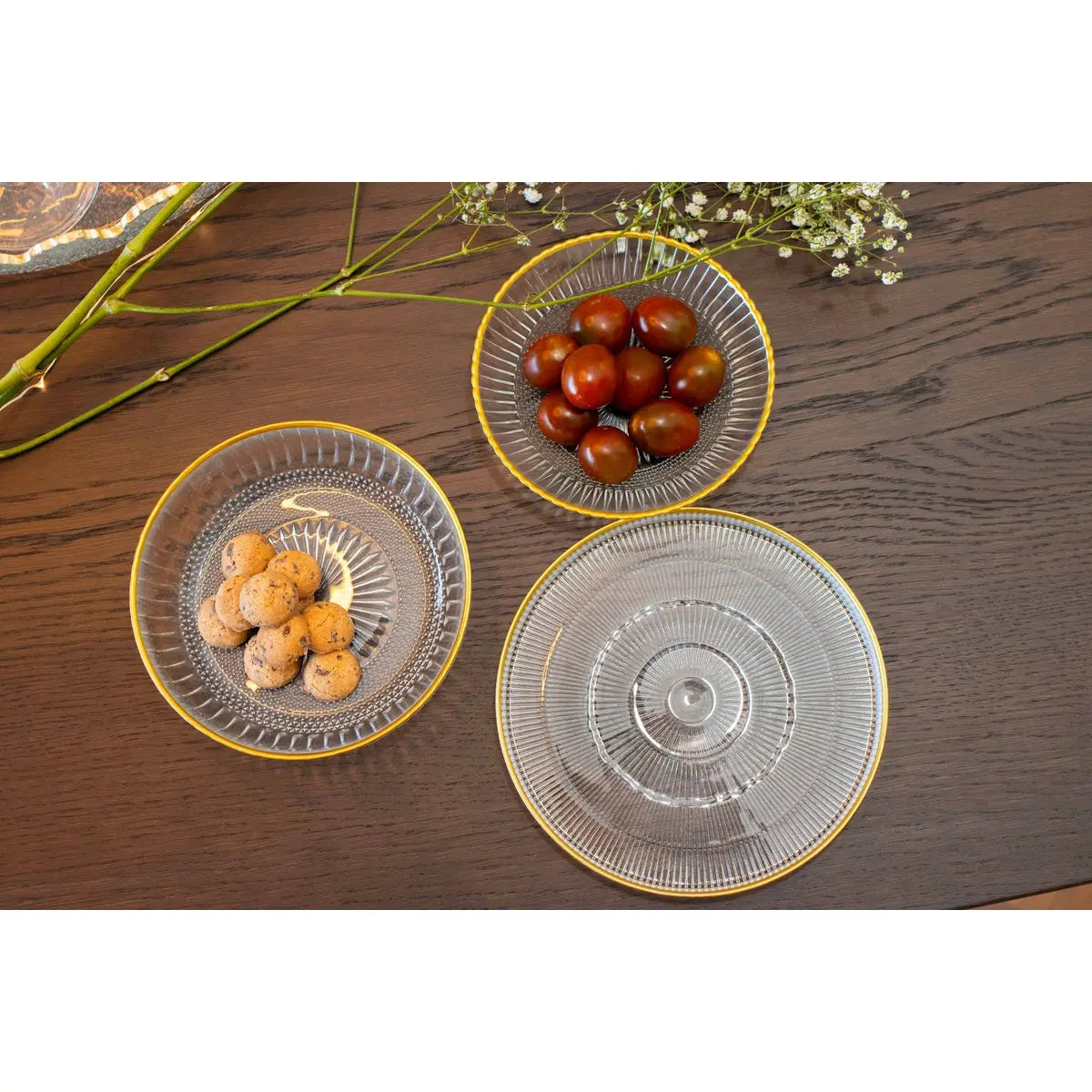 Assiette à dessert rayée goldline 16x16x2cm AULICA