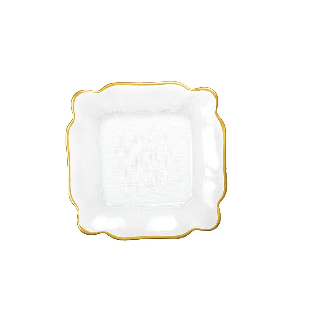 Assiette carrée en verre bords dorés 25x25x2cm AULICA
