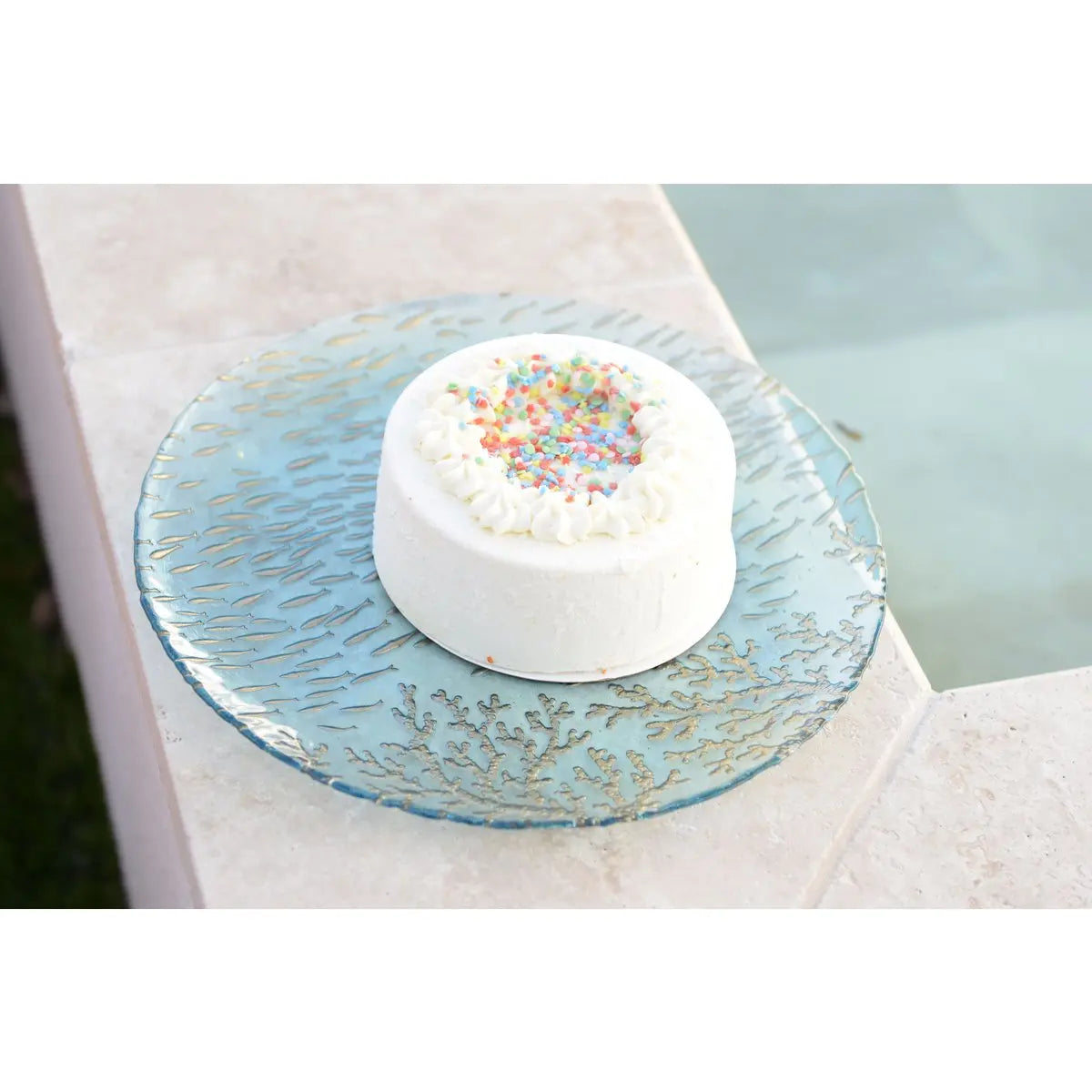 Assiette de présentation bleue mer 33x33x3cm AULICA