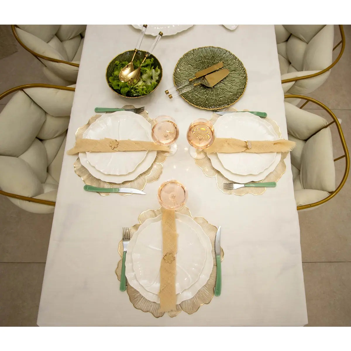 Assiette de service vert avec bord doré 33cm AULICA