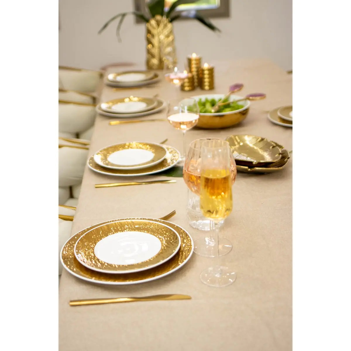 Assiette plate blanche et dorée 27cm AULICA