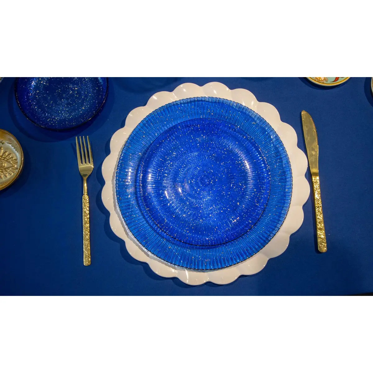Assiette plate bleue constellation 28x28x2.5cm AULICA