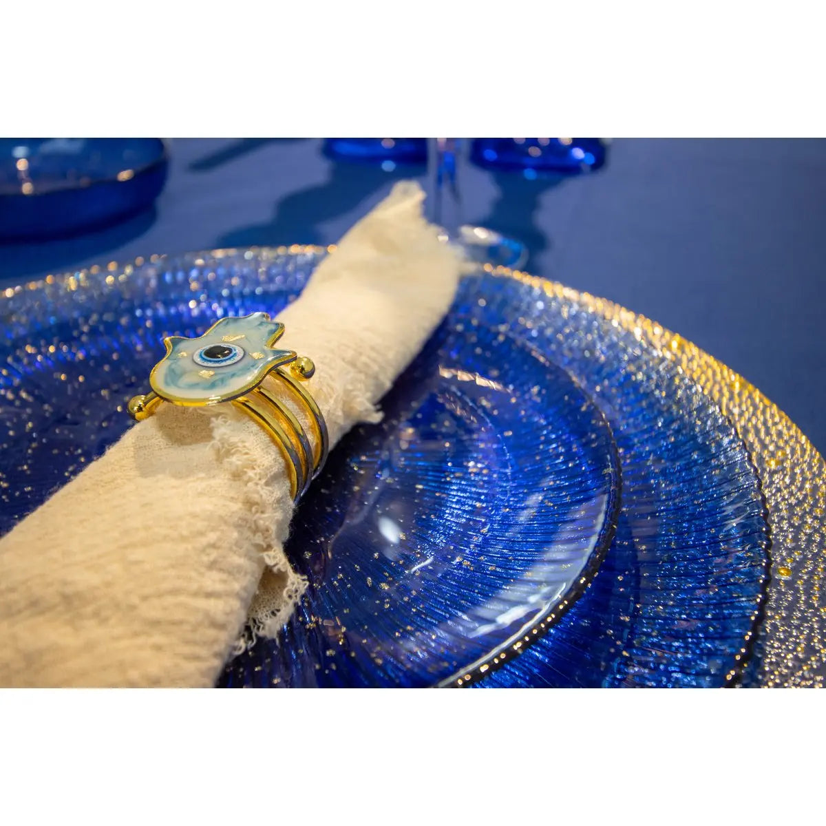 Assiette plate bleue constellation 28x28x2.5cm AULICA