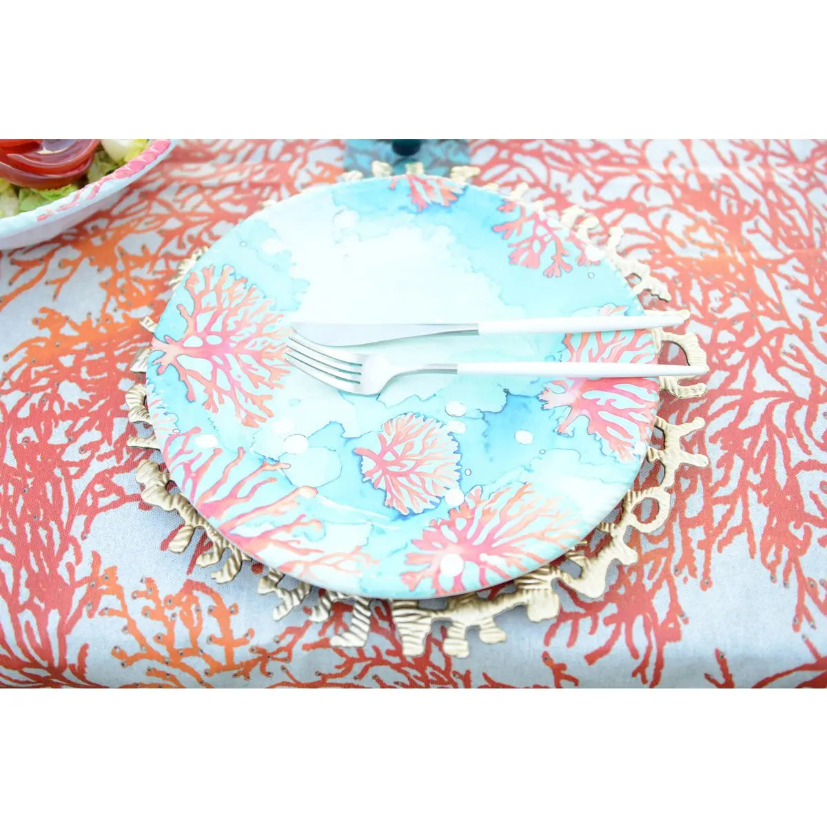 Assiette plate en mélamine corail 28x28x2.5cm AULICA