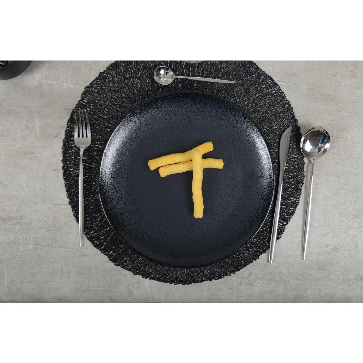 Assiette plate noire avec éclat 27cm AULICA