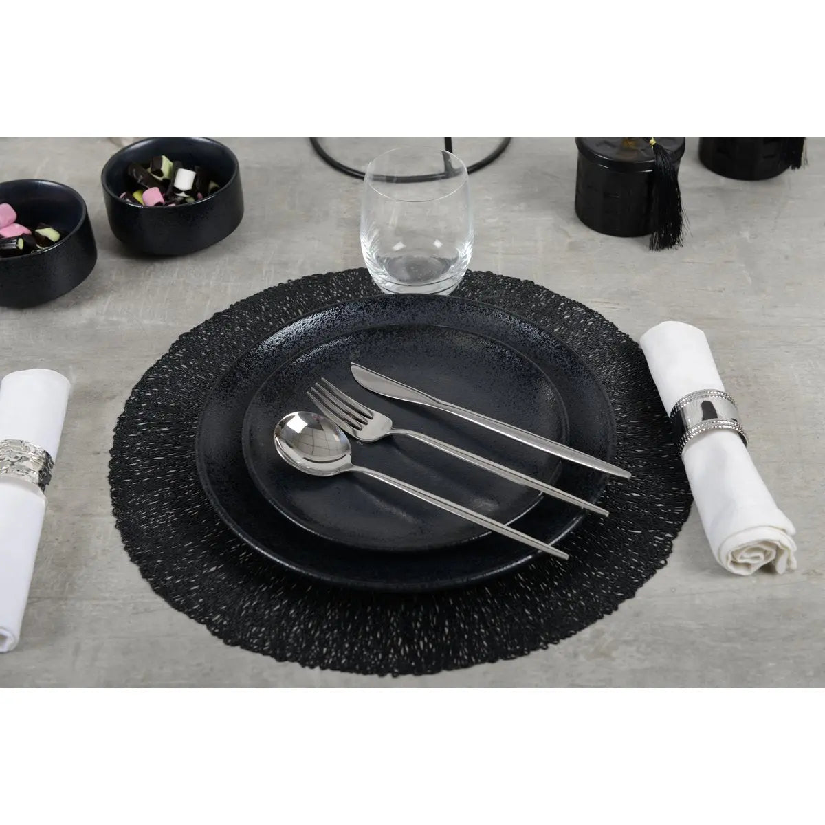 Assiette plate noire avec éclat 27cm AULICA