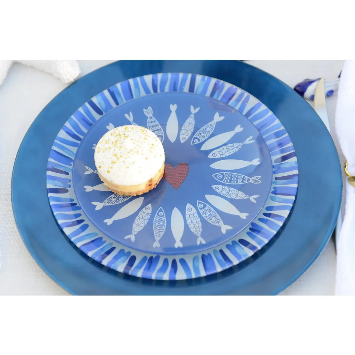 Assiette poisson bleu foncé 20x20x1.3cm -  lot de 6 AULICA