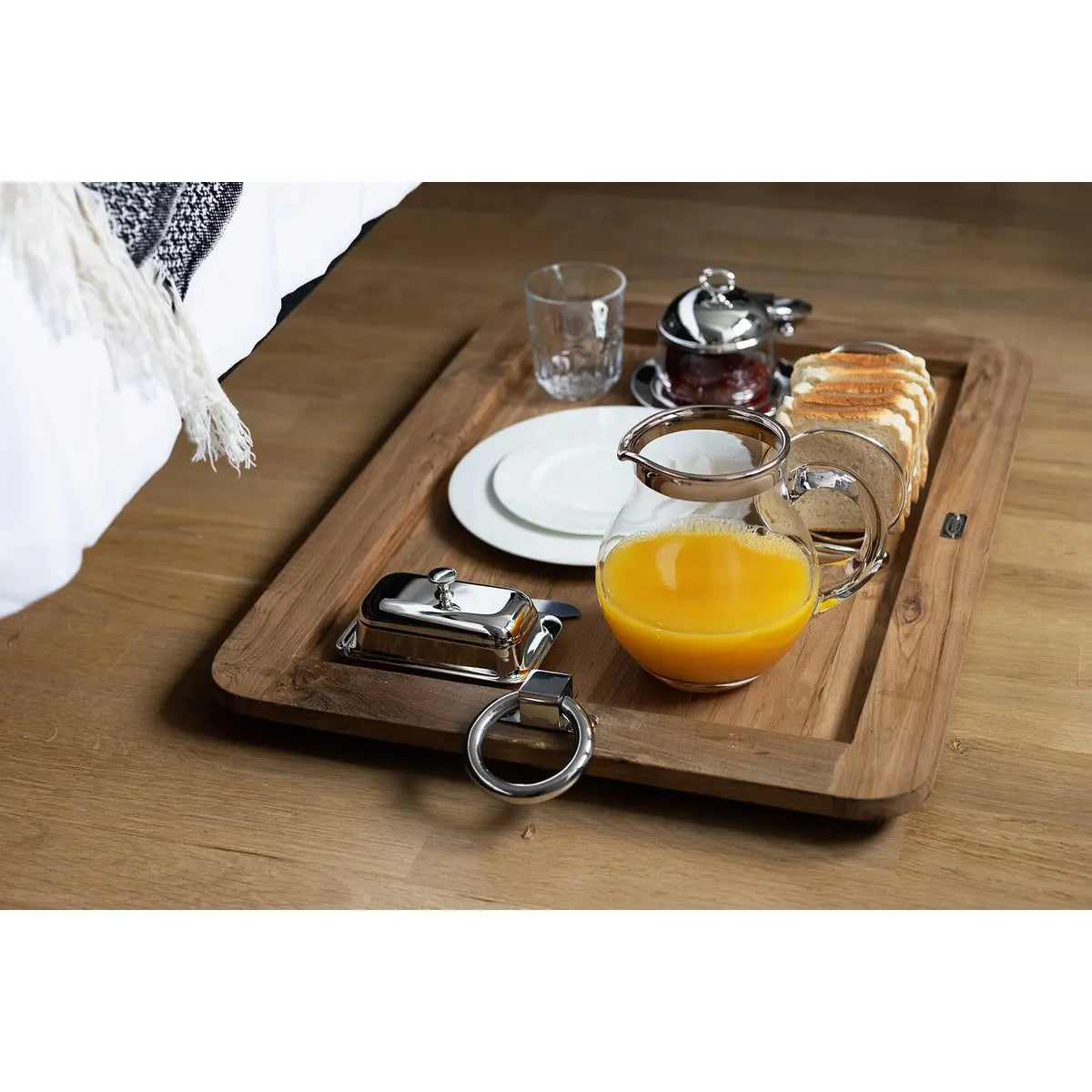 Beurrier EDZARD Mary avec assiette en verre, argenté, 8 x 13 cm, avec couteau à beurre assorti EDZARD-SHOP.com