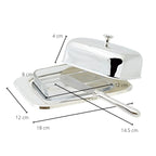 Beurrier EDZARD Mista 13x18 cm, H 8 cm, insert en verre, argenté, avec couteau à beurre EDZARD-SHOP.com