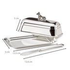 Beurrier EDZARD avec assiette en verre, argenté, 8 x 13 cm, avec couteau à beurre assorti EDZARD-SHOP.com