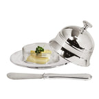 Beurrier EDZARD cloche à beurre Epe, diamètre 11 cm, argenté, avec couteau à beurre assorti 18 cm EDZARD-SHOP.com