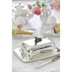 Beurrier EDZARD vache 13x18 cm, H 8 cm, insert en verre, argenté, avec couteau à beurre EDZARD-SHOP.com