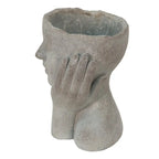 Bloempot Hoofd 16x16x22 cm Grijs Steen Handen Bloempot Binnen Clayre & Eef.