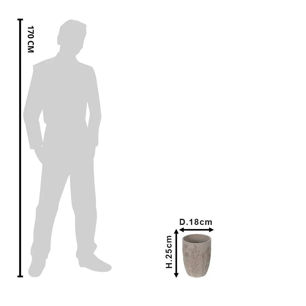 Bloempot Ø 18x25 cm Grijs beige Steen Bloemen Bloempot Binnen Clayre & Eef.