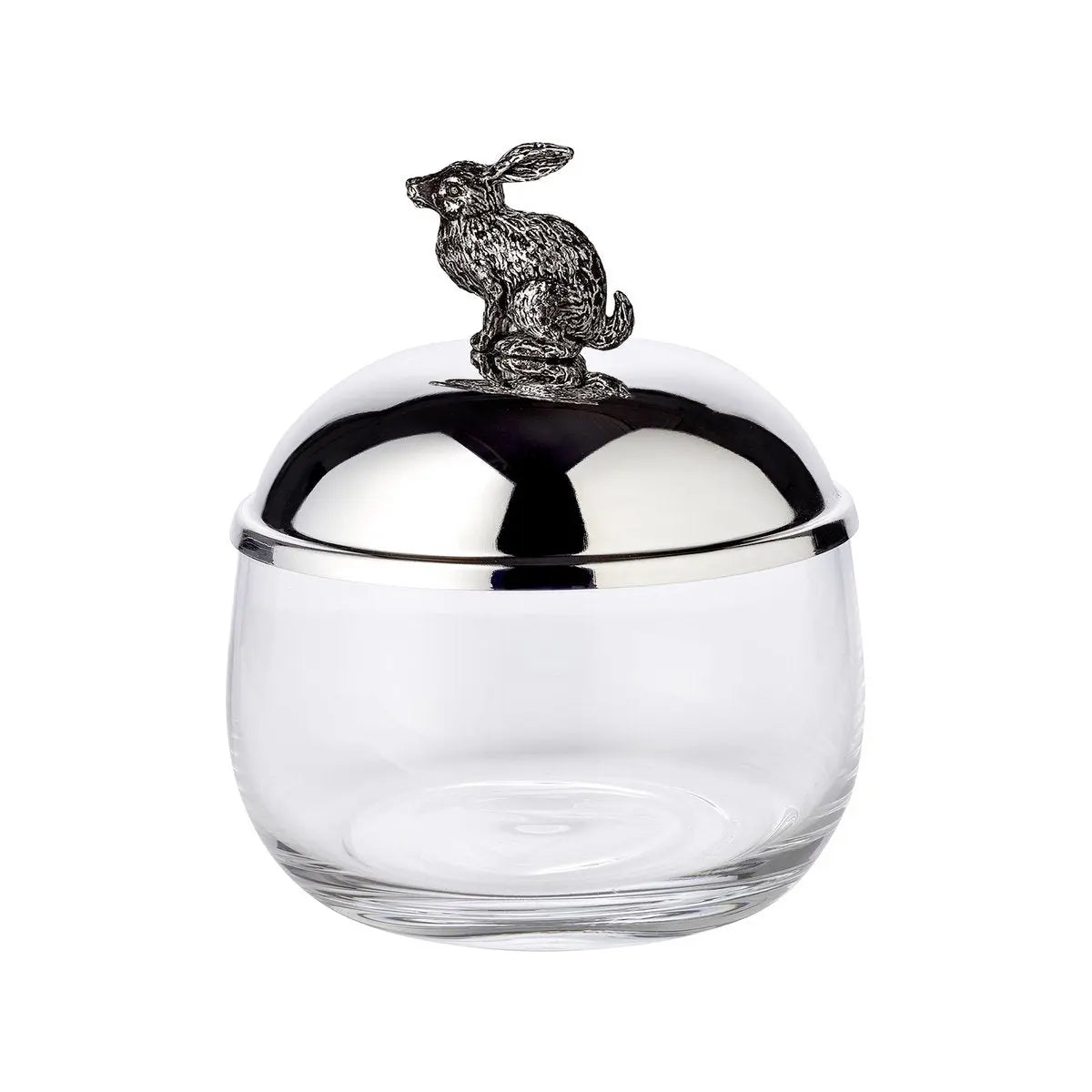 Bocal de rangement lapin EDZARD, couvercle argenté et résistant au ternissement, hauteur 12 cm, diamètre 9 cm EDZARD-SHOP.com