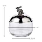 Bocal de rangement lapin EDZARD, couvercle argenté et résistant au ternissement, hauteur 12 cm, diamètre 9 cm EDZARD-SHOP.com