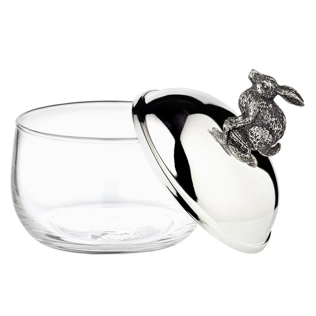 Bocal de rangement lapin EDZARD, couvercle argenté et résistant au ternissement, hauteur 12 cm, diamètre 9 cm EDZARD-SHOP.com