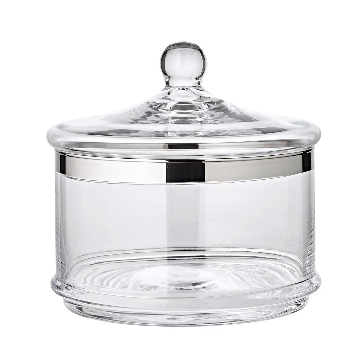 Bocal en verre EDZARD Vigo, avec couvercle, verre cristal soufflé à la bouche avec bord en platine, H 40 cm, ø 19 cm EDZARD-SHOP.com