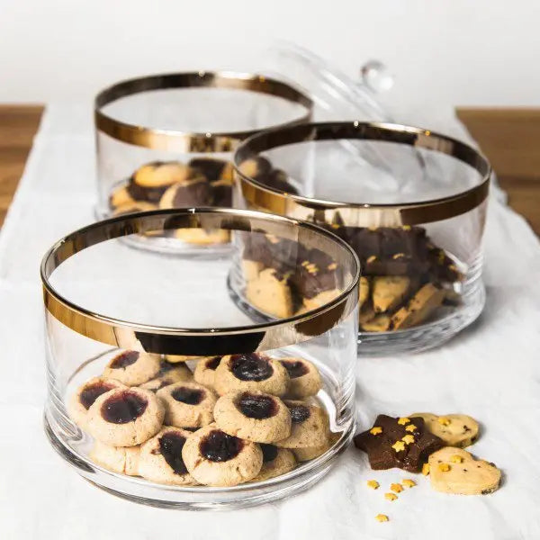 Bocal en verre EDZARD Vigo, verre cristal soufflé à la bouche avec un bord en platine, ø 19 cm, hauteur 12 cm EDZARD-SHOP.com