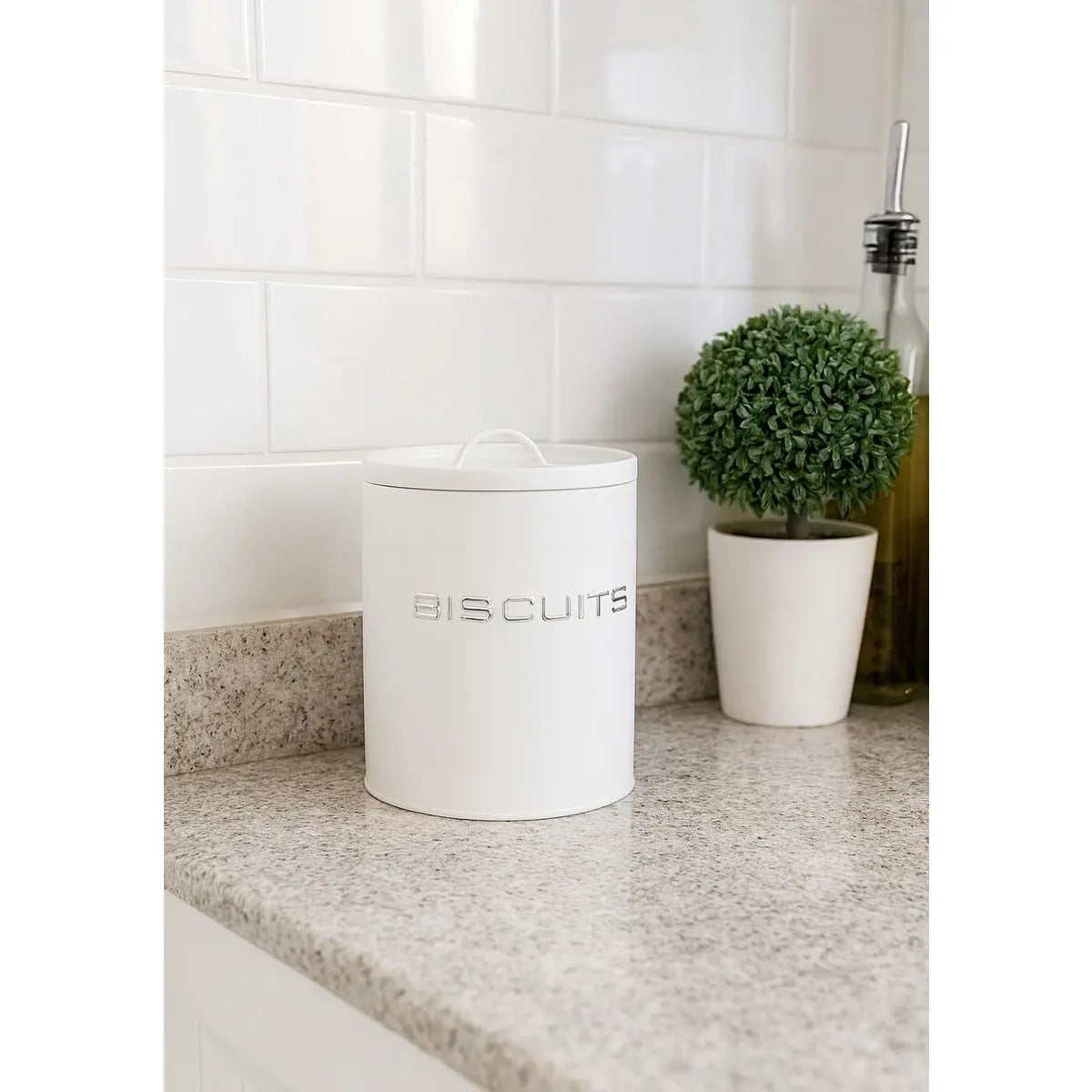 Boîte à biscuits blanche et argent 13.5x13.5x17.5cm AULICA