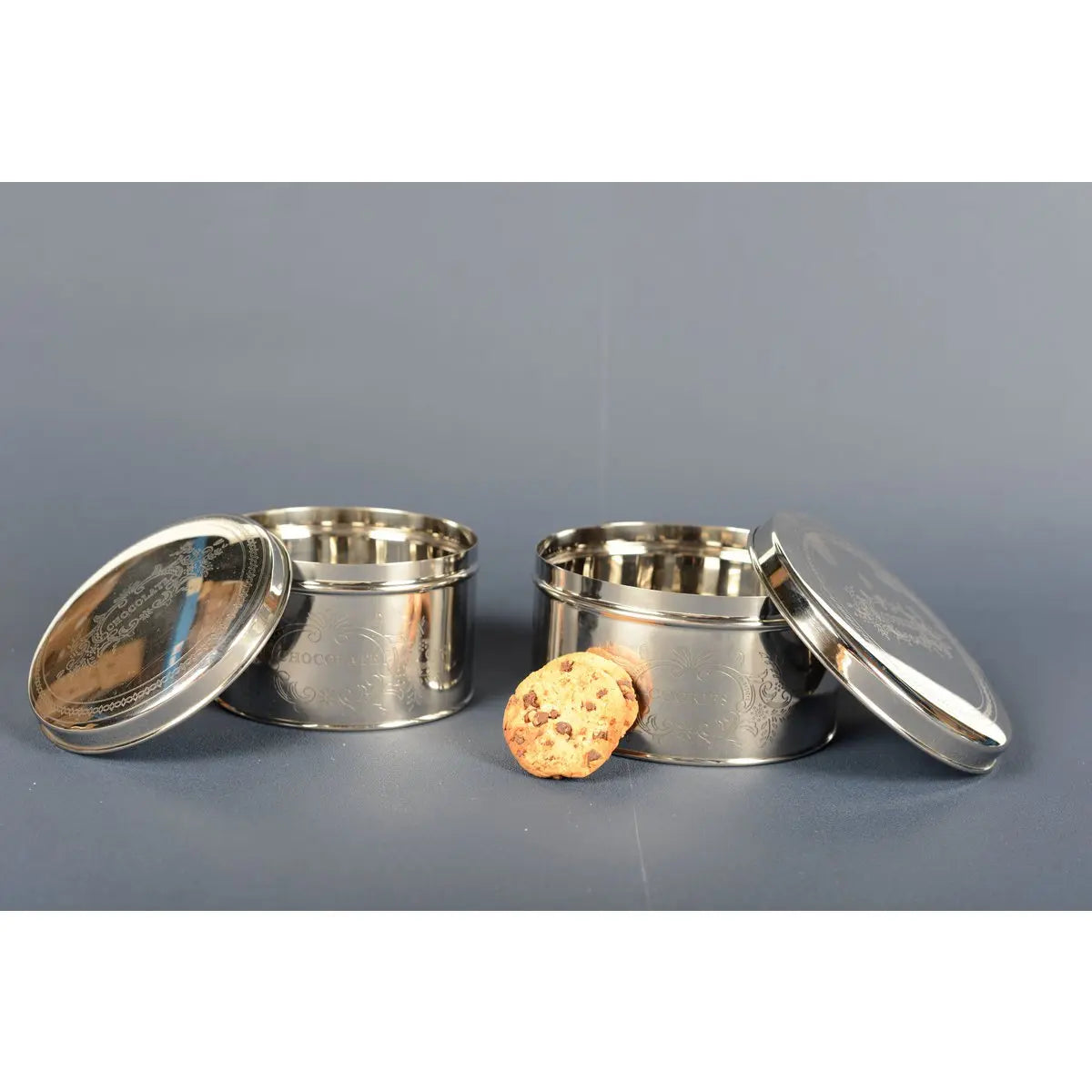 Boîte à chocolat ronde argentée 15x15x9cm AULICA