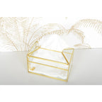 Boîte à mouchoirs carrée transparente bord dorés 23x13x13cm AULICA