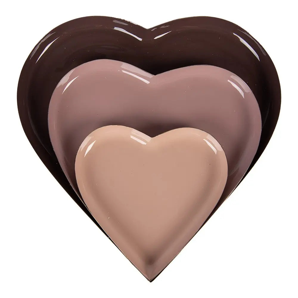 Bol déco Lot de 3 Coeur Ø 24 / Ø 19 / Ø 13 cm Multicolore Métal Clayre & Eef.