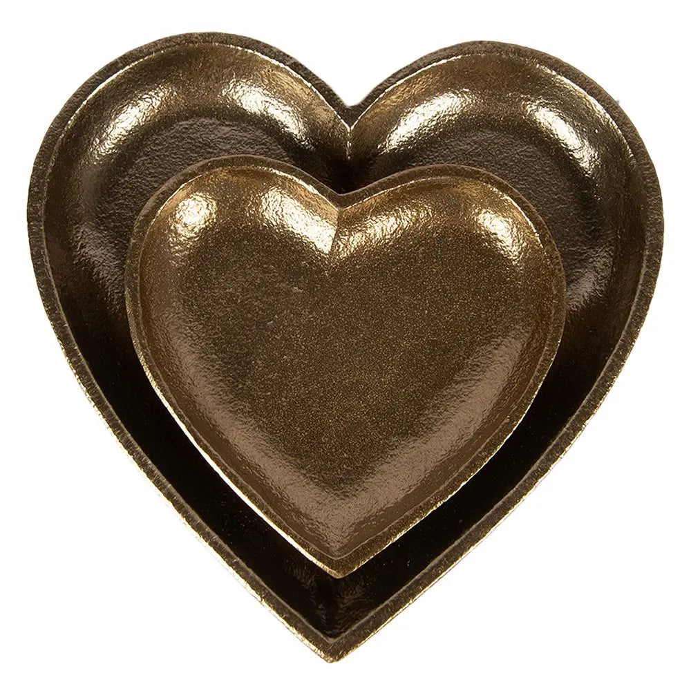 Bol décoratif Coeur 14x14x2 cm Aluminium doré Clayre & Eef.
