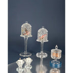 Bonbonnière en verre sur pied avec couvercle 10x30cm AULICA