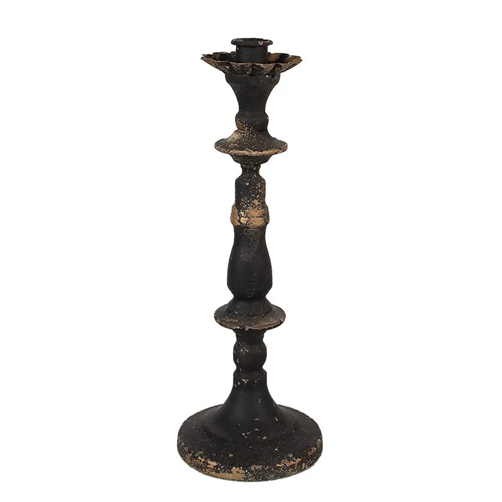 Bougeoir 30 cm Bougeoir en fer noir doré Clayre & Eef.
