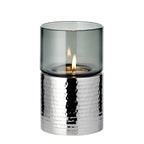 Bougeoir Cosmo (hauteur 18 cm), argent, martelé, acier inoxydable, poli EDZARD-SHOP.com