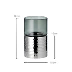 Bougeoir Cosmo (hauteur 18 cm), argent, martelé, acier inoxydable, poli EDZARD-SHOP.com