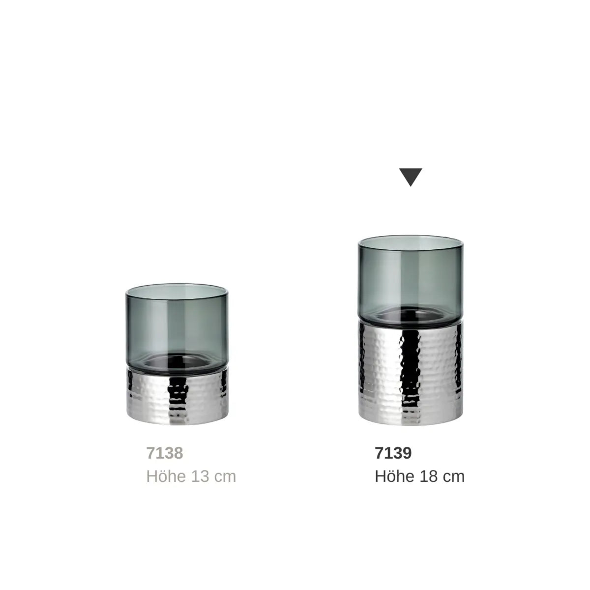 Bougeoir Cosmo (hauteur 18 cm), argent, martelé, acier inoxydable, poli EDZARD-SHOP.com