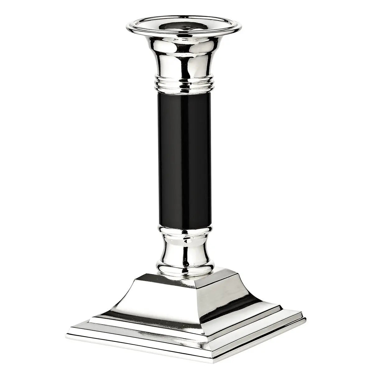 Bougeoir EDZARD Lincoln avec tige noire, noble argenté, protégé contre la ternissure, hauteur 15 cm EDZARD-SHOP.com