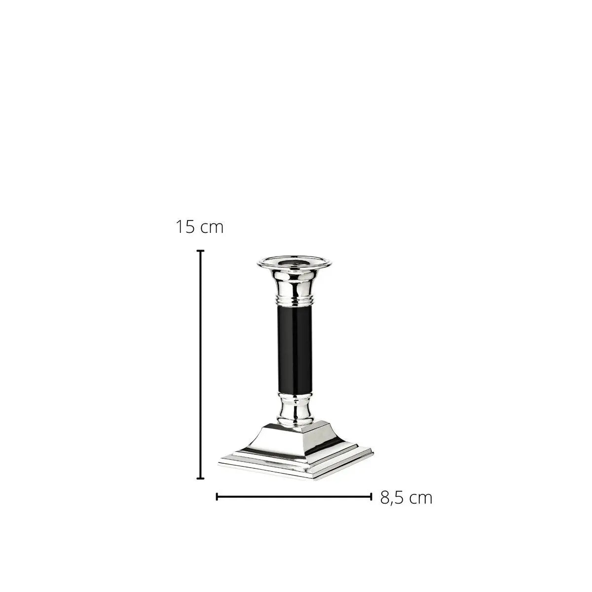 Bougeoir EDZARD Lincoln avec tige noire, noble argenté, protégé contre la ternissure, hauteur 15 cm EDZARD-SHOP.com
