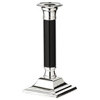 Bougeoir EDZARD Lincoln avec tige noire, noble argenté, protégé contre la ternissure, hauteur 19 cm EDZARD-SHOP.com