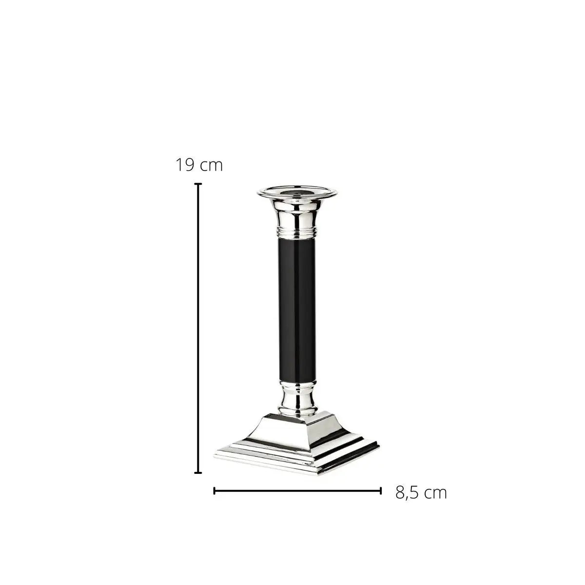 Bougeoir EDZARD Lincoln avec tige noire, noble argenté, protégé contre la ternissure, hauteur 19 cm EDZARD-SHOP.com