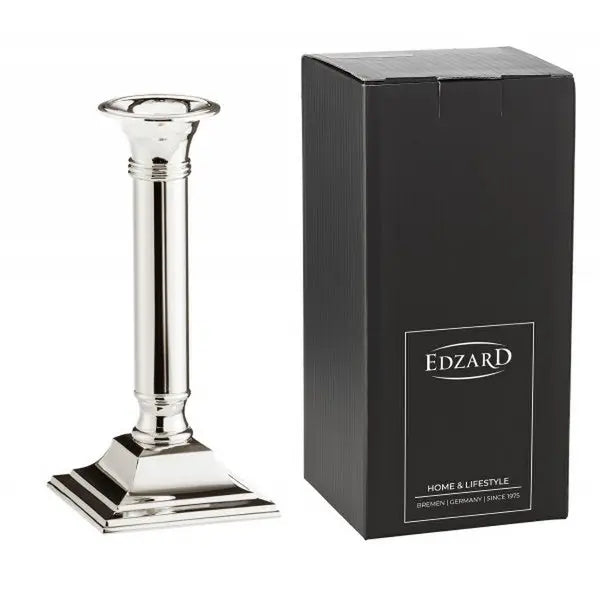 Bougeoir EDZARD Lincoln pour bougies en bâton, noble argenté, protégé contre la ternissure, hauteur 19 cm EDZARD-SHOP.com