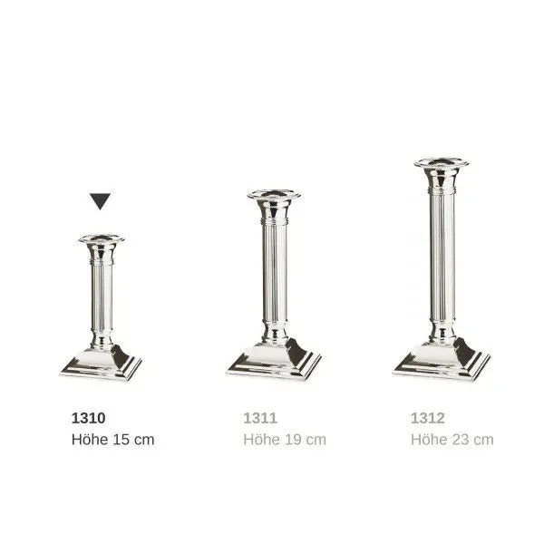 Bougeoir EDZARD Lincoln pour bougies en bâtonnet, tige cannelée, noble argenté, protégé contre la ternissure, H 15 cm EDZARD-SHOP.com