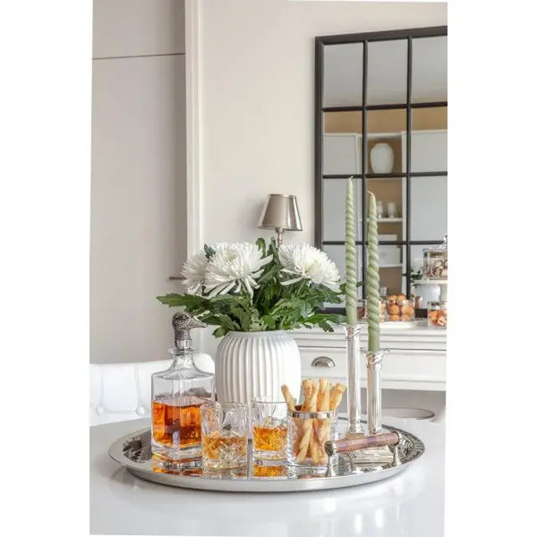 Bougeoir EDZARD Lincoln pour bougies en bâtonnet, tige cannelée, noble argenté, protégé contre la ternissure, H 19 cm EDZARD-SHOP.com