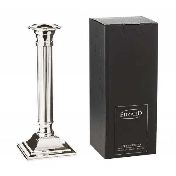 Bougeoir EDZARD Lincoln pour bougies en bâtonnet, tige cannelée, noble argenté, protégé contre la ternissure, H 23 cm EDZARD-SHOP.com