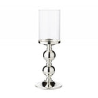 Bougeoir EDZARD bougeoir en bambou, élégant argenté, résistant au ternissement, avec verre, hauteur 35,5 cm EDZARD-SHOP.com