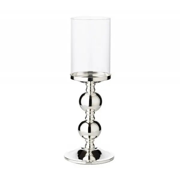 Bougeoir EDZARD bougeoir en bambou, élégant argenté, résistant au ternissement, avec verre, hauteur 35,5 cm EDZARD-SHOP.com