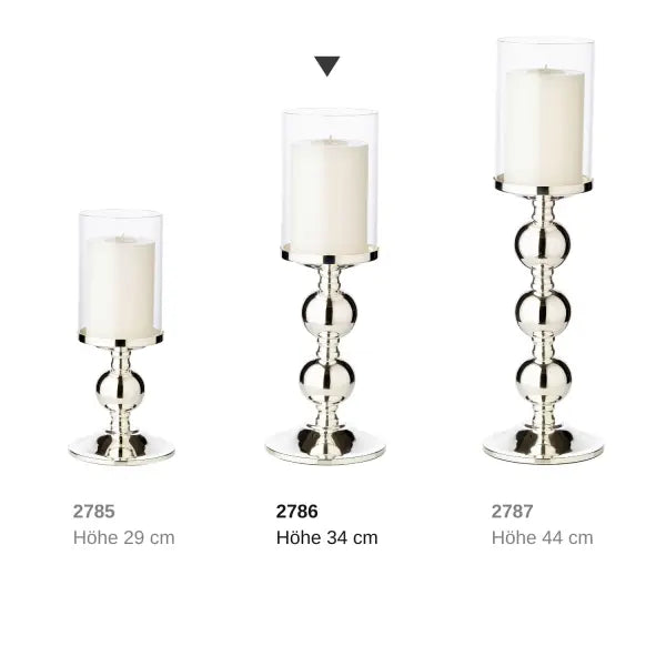 Bougeoir EDZARD bougeoir en bambou, élégant argenté, résistant au ternissement, avec verre, hauteur 35,5 cm EDZARD-SHOP.com